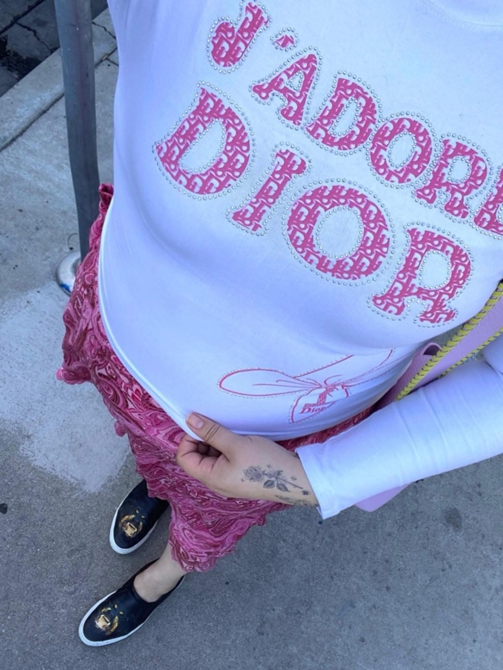 Vintage Christian Dior J'Adore Dior White Pink Logo tshirt